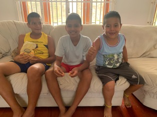 The boys...two of them are brothers...the other a first cousin. The little one is Leo. He wanted hang everyday! Side note...they were out of school for two months starting about the time we arrived. The don't get summer off...their time off is calculated by farming season.